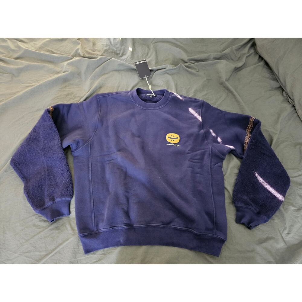 NWT Mad Happy Reverse Sleeve Fleece Crewneck - size MD